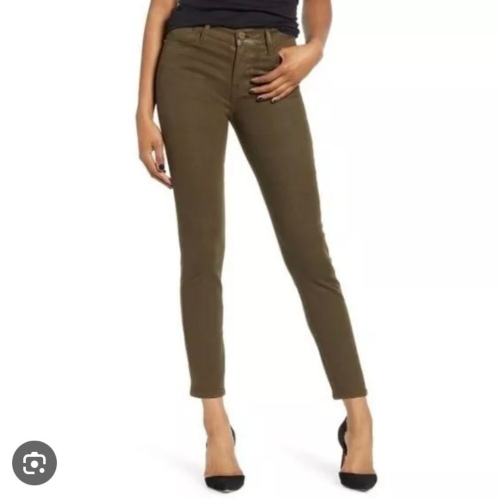 Frame Le High Skinny Coated Jeans Military Green